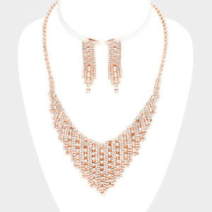 Pave Crystal Rhinestone Bubble Necklace Set